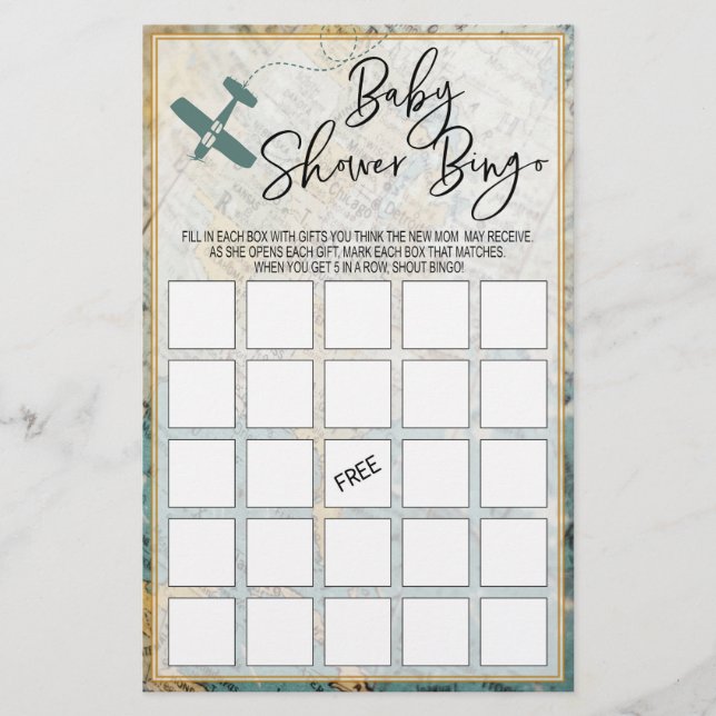 Papier Baby shower de voyage Bingo Card Baby shower (Devant)