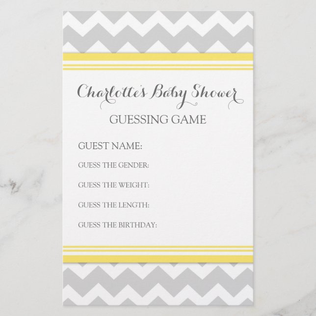 Papier Baby shower Devant Game Grey Chevron (Devant)