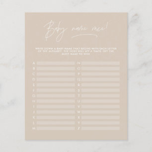 Papier Baby shower devine le nom beige moderne