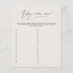 Papier Baby shower devinez le nom moderne cram noir