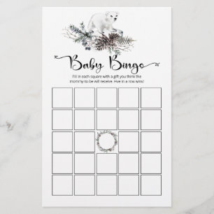 Papier Baby shower d'hiver baby bingo jeu