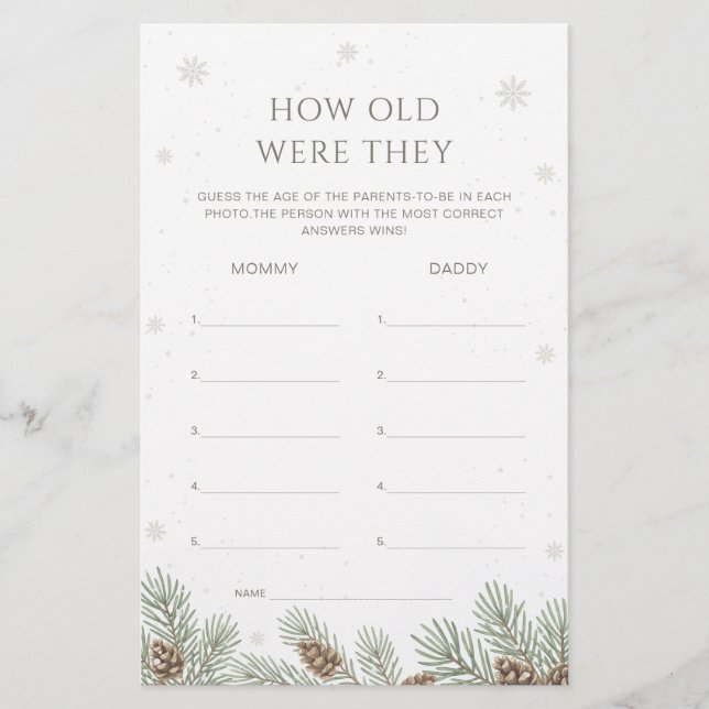 Papier Baby shower D'Hiver Comme Ils Étaient Vieux (Devant)