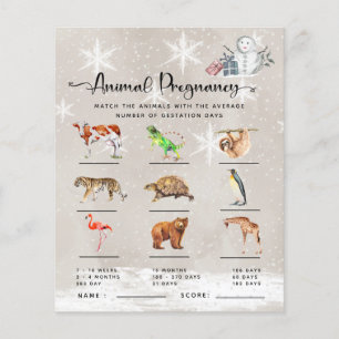Papier Baby shower d'hiver de grossesse animale