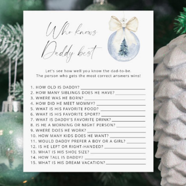 Papier Baby shower d'hiver Qui connaît papa meilleur jeu (Créateur téléchargé)