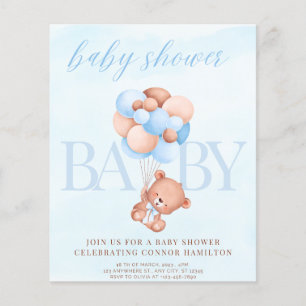 Papier baby shower d'invitation, bleu, bébé garçon