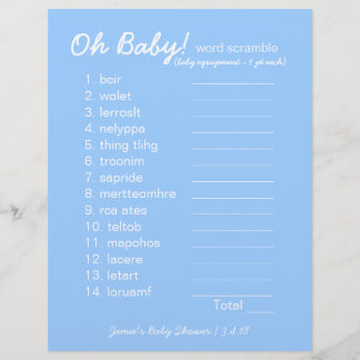 Papier Baby shower do-it-yourself - Jeu Word Scramble - b