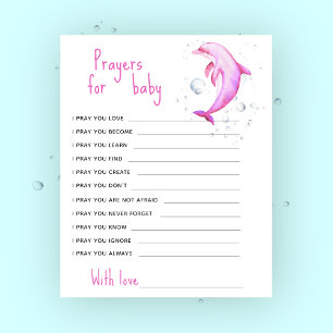 Papier Baby shower Dolphin rose - prières pour bébé
