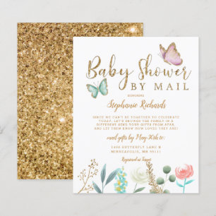 Papier Baby shower d'or à papillon budgétaire par Invitat