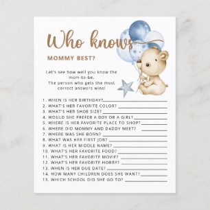 Papier Baby shower d'ours devinez combien de nounours