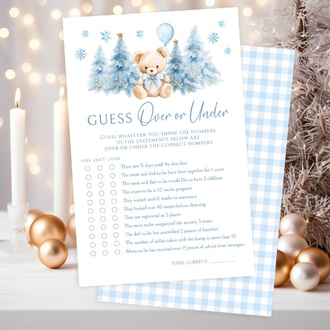 Papier Baby shower d'ours en peluche d'hiver au-dessus ou (Créateur téléchargé)