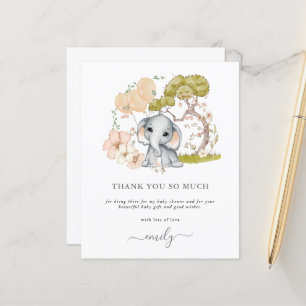 Papier Baby shower Eléphant mignon du budget Merci