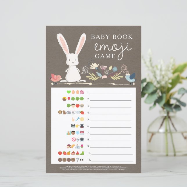 Papier Baby shower Emoji Double Côté Jeu Un Petit Lapin (Debout devant)