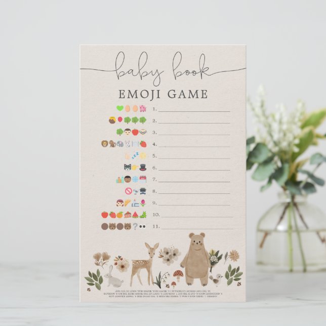 Papier Baby shower Emoji double face Jeu Boho Woodland (Debout devant)