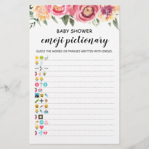 Papier Baby shower Emoji Pictionary avec Réponse jeu