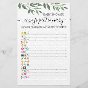 Papier Baby shower Emoji Pictionary avec Réponse jeu