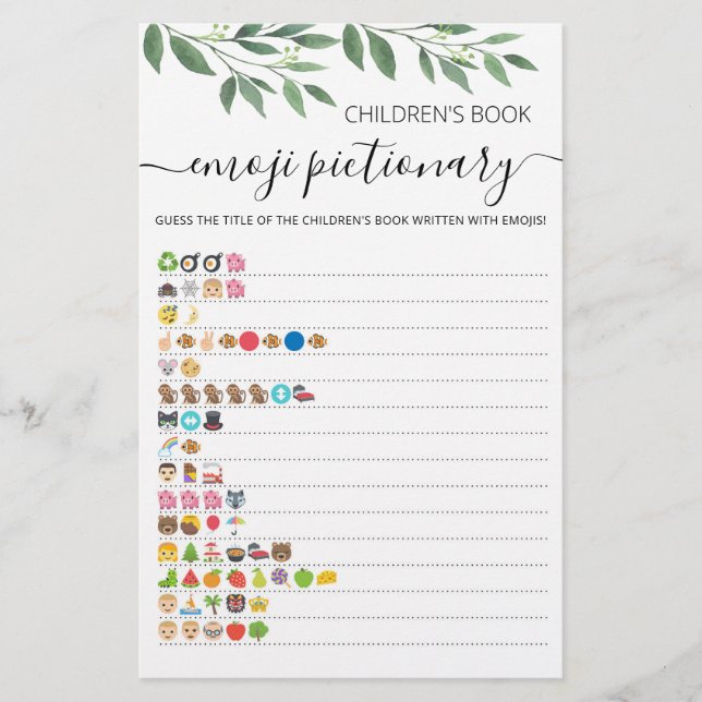 Papier Baby shower Emoji Pictionary avec Réponse jeu (Devant)
