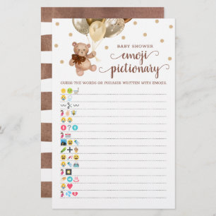 Papier Baby shower Emoji Pictionary Jeu Teddy Bear Thème