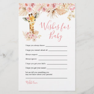 Papier Baby shower en Girafe Rose pour bébé