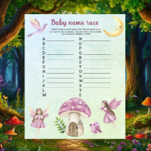 Papier Baby shower fée - Jeu de course de noms de bébé