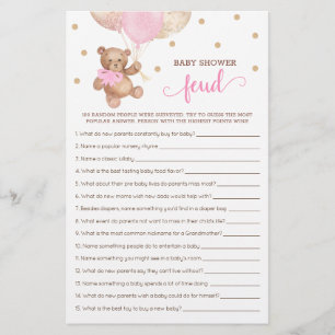 Papier Baby shower Feud Jeu Rose Et Or Ours Teddy