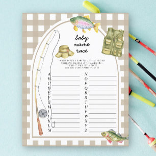 Papier Baby shower Fisherman - jeu de course de nom de bé