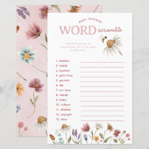 Papier Baby shower fleur sauvage Jeu de course de mots