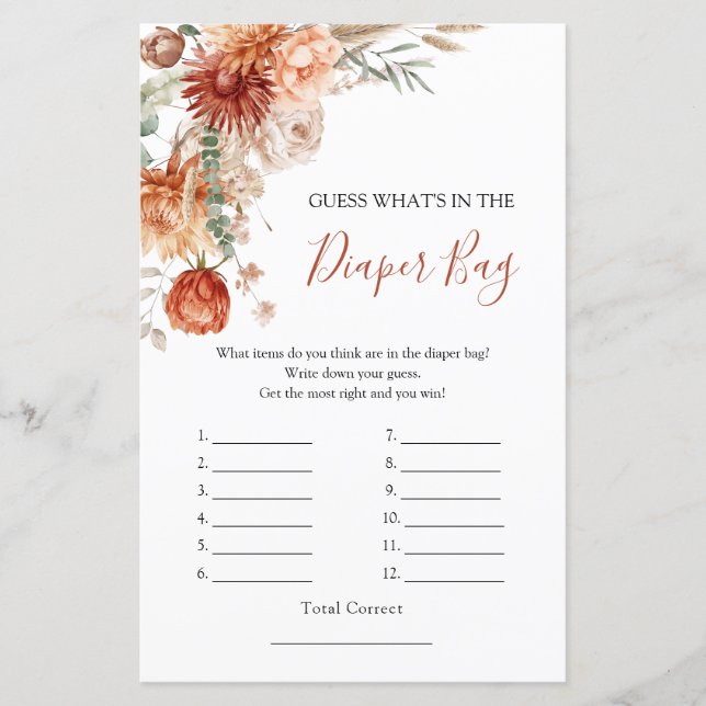 Papier Baby shower Fleur sauvage rustique Qu'y a-t-il dan (Devant)