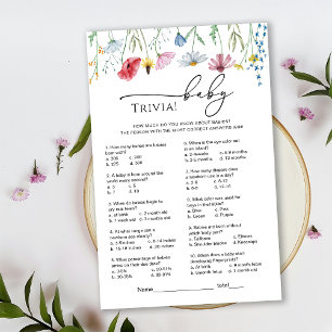 Papier Baby shower fleur sauvage Trivia Jeu
