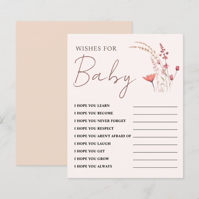Papier Baby shower fleur sauvage Wives for Baby Game (Devant / Derrière)