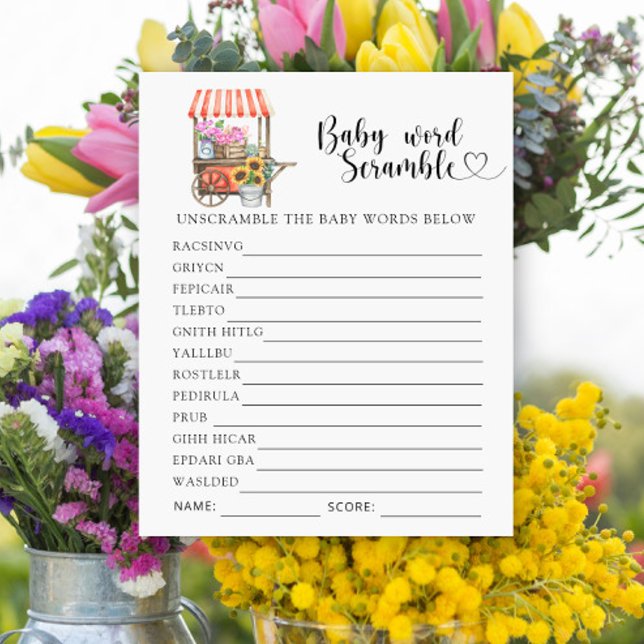 Papier Baby shower Fleurs - Bébé Mot Jeu Scramble (Créateur téléchargé)