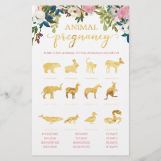 Papier Baby shower Floral Bébé Animal Grossesse Jeu