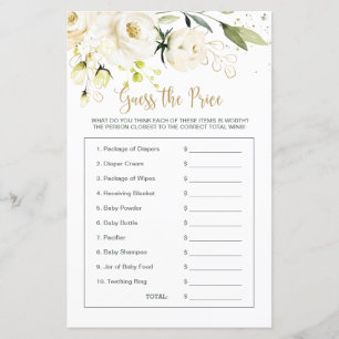 Papier Baby shower Floral devine le jeu du prix