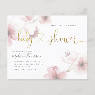 Papier Baby shower floral d'or en fleurs de cerisier Budg