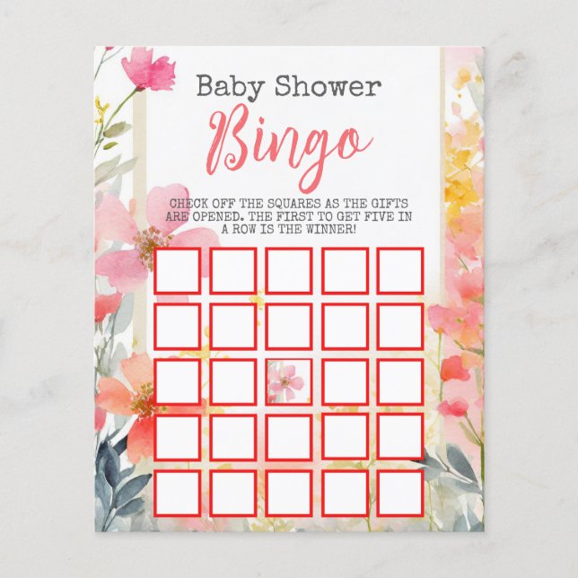 Papier Baby shower Floral fleur sauvage de Pêche (Devant)