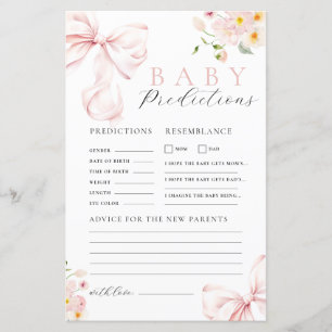 Papier Baby shower Floral rose Bow - Prédiction Jeu de co
