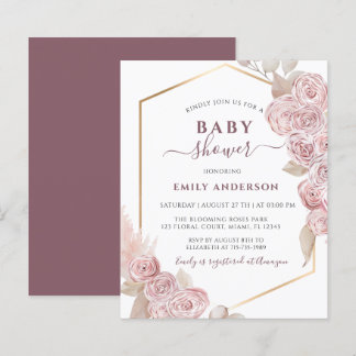 Papier Baby Shower Floral Rose Pâle et Doré à Petit Prix