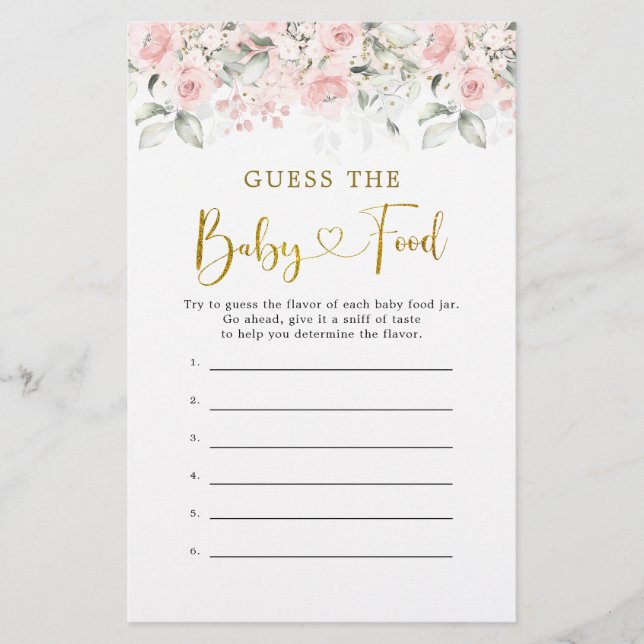 Papier Baby shower floral rose pâle Guess Baby Food (Devant)