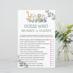 Papier Baby shower Game Wild One Baby Devinez Qui