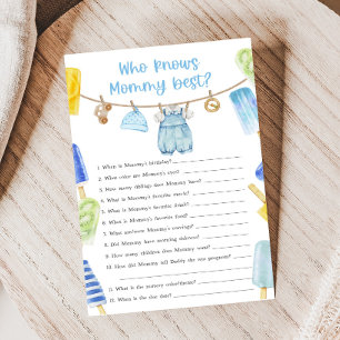 Papier Baby Shower Garçon Popsicle Qui connaît le mieux M
