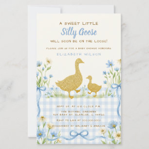 Papier Baby Shower Garçon Silly Goose Floral Ruban Bleu É