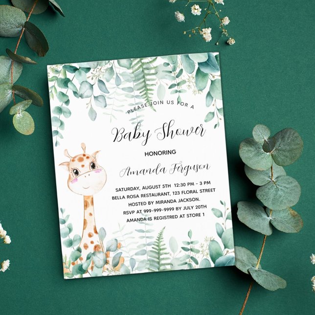 Papier Baby shower girafe invitation safari (Créateur téléchargé)