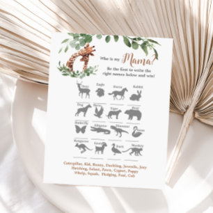 Papier Baby shower girafe Qui est ma maman jeu