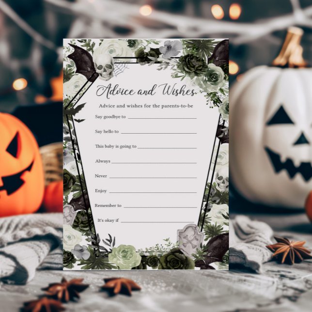 Papier Baby shower gothique floral Conseils et souhaits j (Floral Gothic Coffin Baby Shower Advice and Wishes Game)