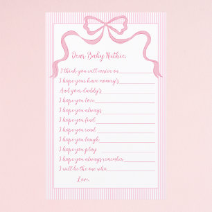 Papier Baby shower Jeu, Baby-Advice Card, Pink Bow Baby