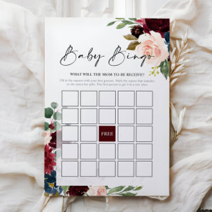 Papier Baby shower Jeu de Bingo Floral