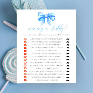Papier Baby shower jeu Maman ou Papa ruban bleu