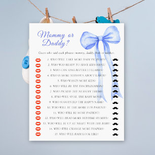 Papier Baby shower jeu Maman ou Papa ruban bleu