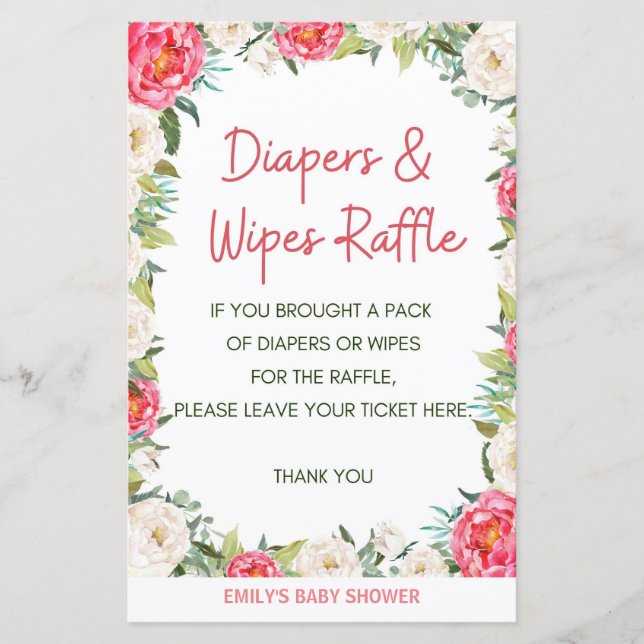 Papier Baby shower Jeu rose et ivoire florale (Devant)