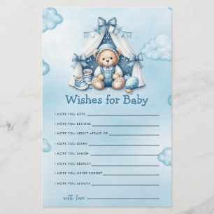 Papier Baby shower Jeu Teddy Bear Dans Tente Wings Pour