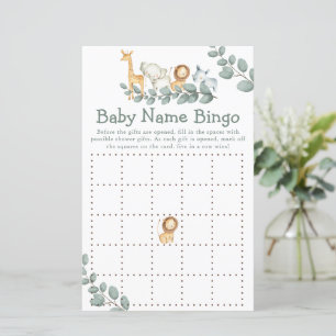 Papier Baby shower Jeu Wild One Bingo